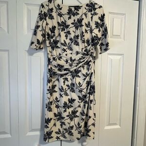 Ralph Lauren Cream and Navy Floral Midi Dress
